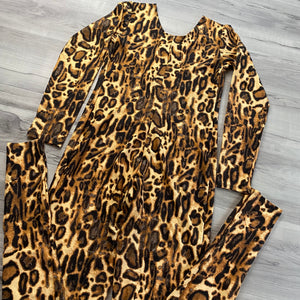 SALE - Catsuit in Leopard Animal Print Spandex - Peridot Clothing