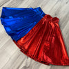 SALE - MEDIUM 19" Length Skater Skirt - Harley Quinn Blue/Red Metallic - Peridot Clothing