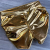 SALE - XL - Gold Metallic MID-Rise Ruched Booty Shorts - Peridot Clothing