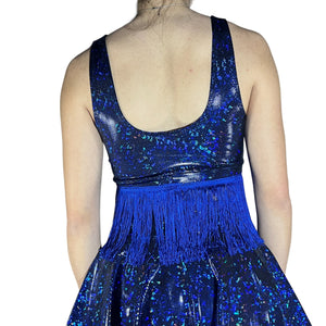 Blue Shattered Glass Holographic Fringe Bralette - Peridot Clothing