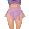 Dusty Pink Mesh Super Mini 10" High Waisted Skater Skirt - Peridot Clothing