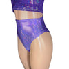 HIGH Thigh Hot Pants in Lavender Shattered Glass Spandex | High Waist Bikini - Peridot Clothing