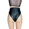 HIGH Thigh Hot Pants in Black Matte Metallic Spandex | High Waist Bikini - Peridot Clothing