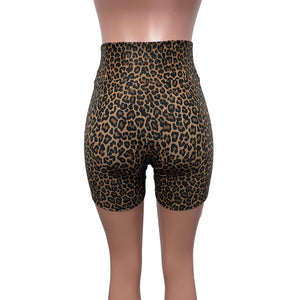 Biker Shorts in New Leopard Spandex | Animal Print - Choose Low, Mid, or High-Waist - Peridot Clothing