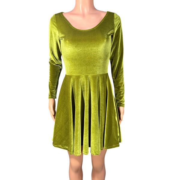 1950's Green Swing Dress Bigersell Vintage Cocktail Dresses Women Velvet  Sleeveless Double Side V-Neck Retro
