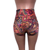 SALE - Ready to Ship - High Waist Ruched Booty Shorts in Paisley - Peridot Clothing
