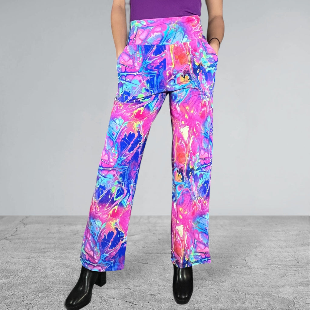 Rainbow Vapor Wide Straight Leg Relaxed Fit Pants - Peridot Clothing