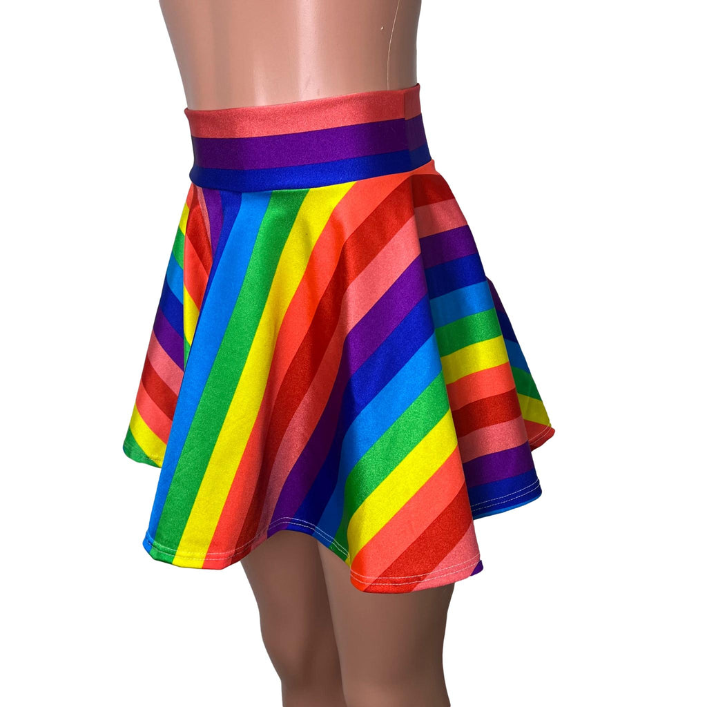 SALE - 1" Stripe Rainbow Skater Skirt - Peridot Clothing