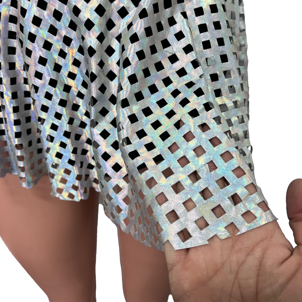 10" Skater Skirt - Opal Diamond Cutout Holographic Iridescent - Peridot Clothing