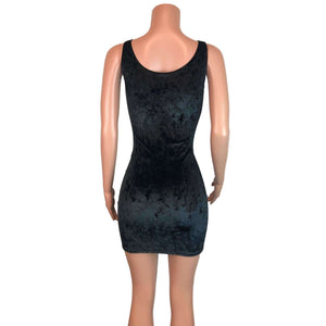 Black Crushed Velvet Bodycon Dress - Peridot Clothing