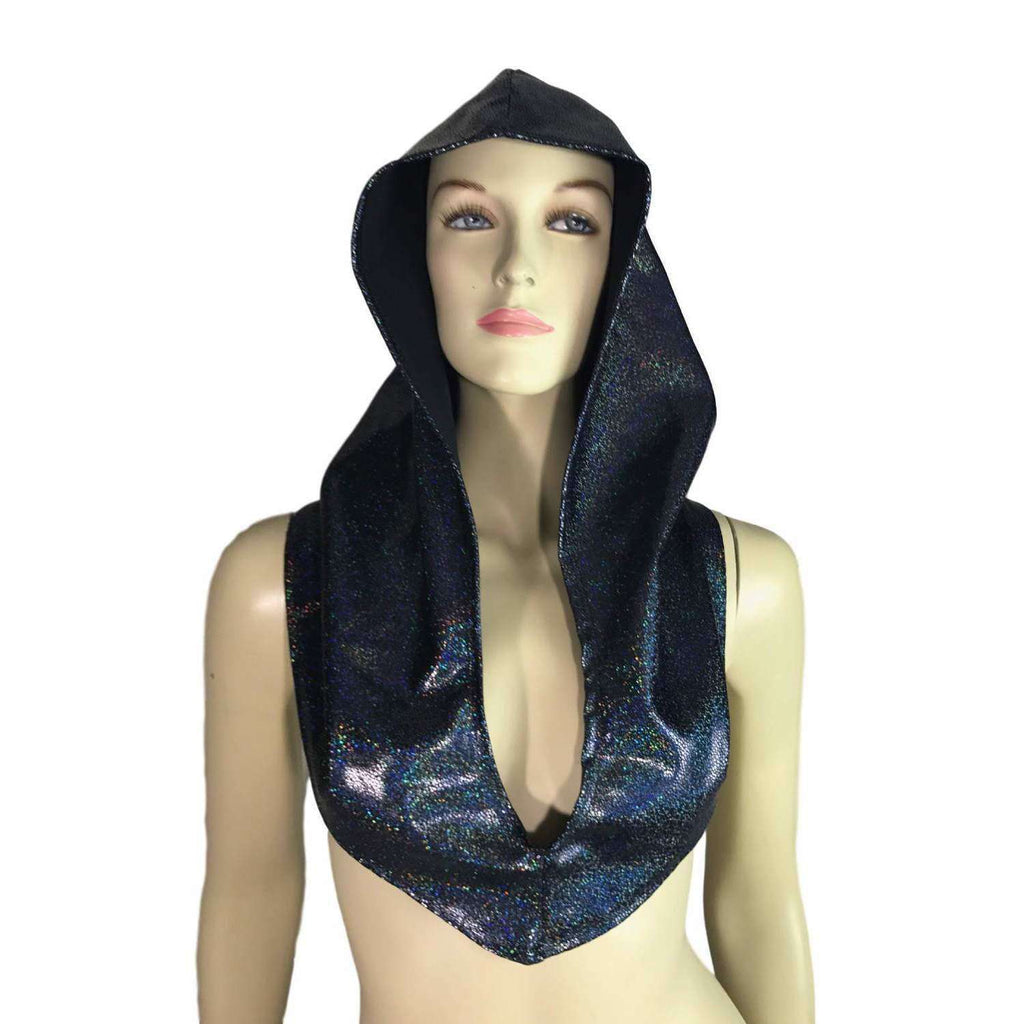 Black Holographic Rave Hood - Peridot Clothing
