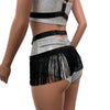 Fringe Harness Skirt in Black Metallic | Rave Body Harness Bottom w/ Fringe - Peridot Clothing