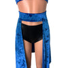 Long Cape Skirt - Royal Blue Crushed Velvet - Unisex Men/Women Open-Front Skirt - Peridot Clothing