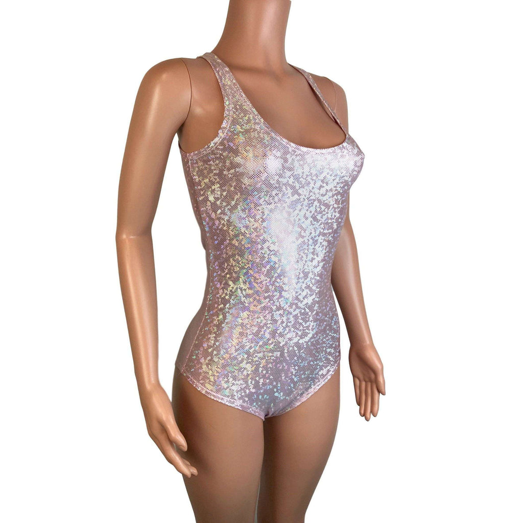 Blush Pink Shattered Glass Holographic Bodysuit - Peridot Clothing