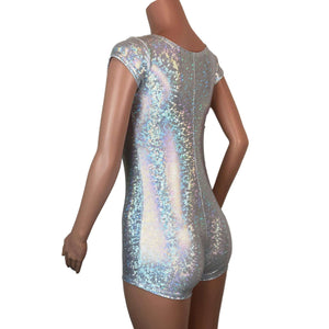 Cap Sleeve Romper - Silver Holographic Shattered Glass - Peridot Clothing
