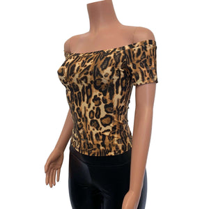 Cold Shoulder Top - Leopard - Peridot Clothing