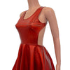 Cutout Red Skater Dress - Red Holographic - Peridot Clothing