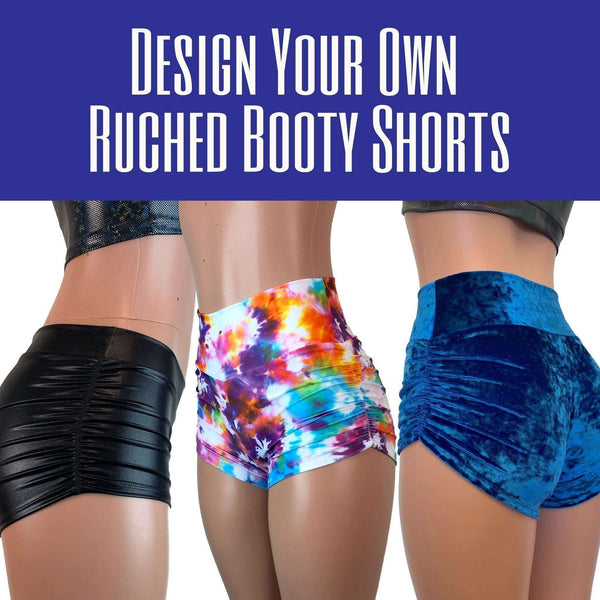 Ruched High Waist Booty Shorts - Athletic Spandex