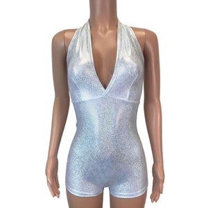 Halter Romper - Silver Holographic - Peridot Clothing