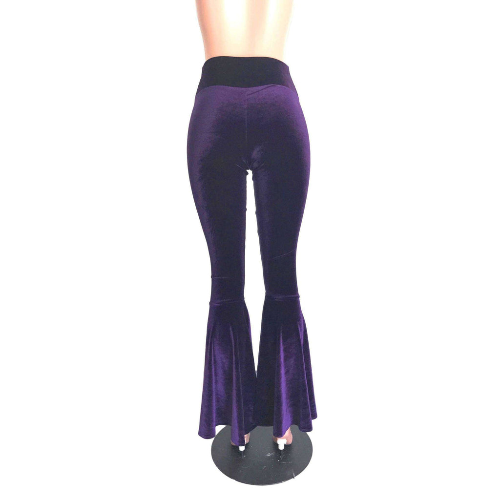 High Waist Bell Bottoms - Purple Velvet - Peridot Clothing