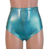 High Waist Hot Pants - Jade Blue Holographic - Peridot Clothing