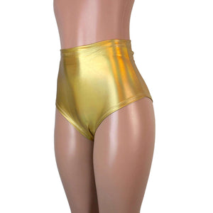 High Waist Scrunch Bikini Hot Pants - Gold Opal Holographic - Peridot Clothing