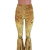 High Waisted Bell Bottom Flares - Gold Crushed Velvet - Peridot Clothing