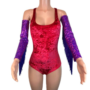Holographic Fringe Purple Shattered Glass Arm Sleeves - Peridot Clothing