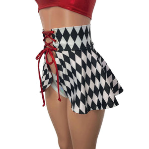 Lace-Up Corset Skirt - Harlequin Diamond - Peridot Clothing