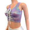 Lace-Up Crop Top - Lilac Iridescent - Peridot Clothing