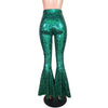 Mermaid Bell Bottoms - Green Metallic Scales Pants - Peridot Clothing