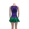 Mermaid Costume - Green Mermaid Scales Skater Skirt & Purple Tank Outfit - Rave Costume, Cosplay - Peridot Clothing