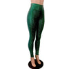 Metallic Green Avatar High Waisted Leggings Pants - Peridot Clothing