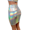 Opal Holographic High Waisted Pencil Mini Skirt - Peridot Clothing