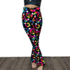 Crossover V-Waist Bootcut Flare Pants - Polka Dot Electric Daisy Print - Peridot Clothing