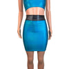PowerPuff Girls BUBBLES Costume W/ Blue Pencil Skirt and Crop Top - Peridot Clothing