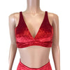 Red Crushed Velvet Bralette - Peridot Clothing