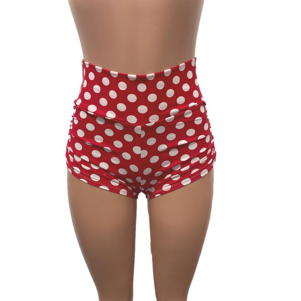 High Waisted Leggings - Red & White Polka Dot Minnie– Peridot Clothing