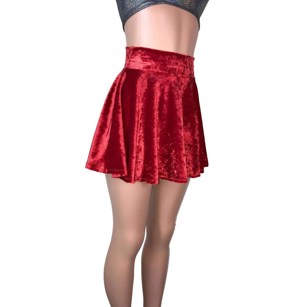 Skater Skirt Red Crushed Velvet Peridot Clothing