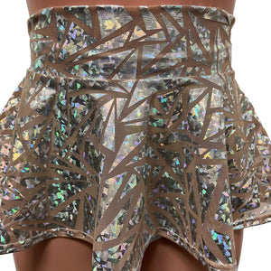 Holo Triangle Mesh Super Mini 10" High Waisted Skater Skirt - Peridot Clothing