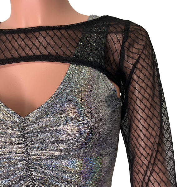 bolero fish net sequin Long Sleeve Bolero Top