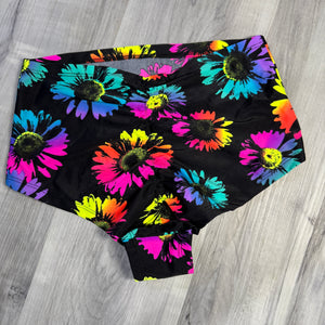 SALE - SMALL High Waist Scrunch Bikini Hot Pants - Electric Daisy Neon