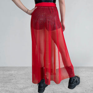 Mesh Maxi Duster Skirt Skirt - Long Double Side Slit Skirt - Sheer Festival Skirt - Many Colors