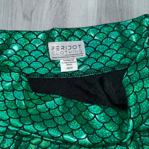 SALE - MEDIUM 13" Skater Skirt - Green Mermaid Scales