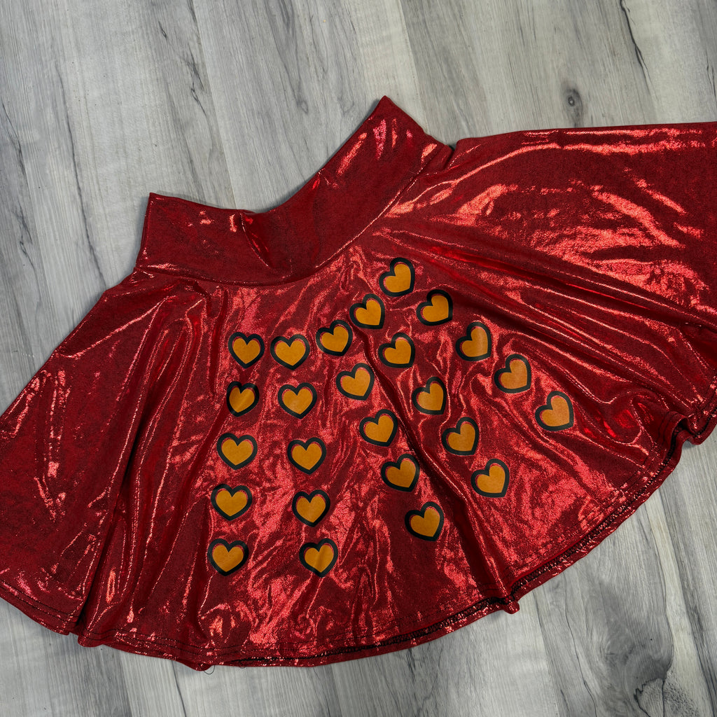 SALE - SMALL Queen of Hearts Skater Skirt - Red Mystique