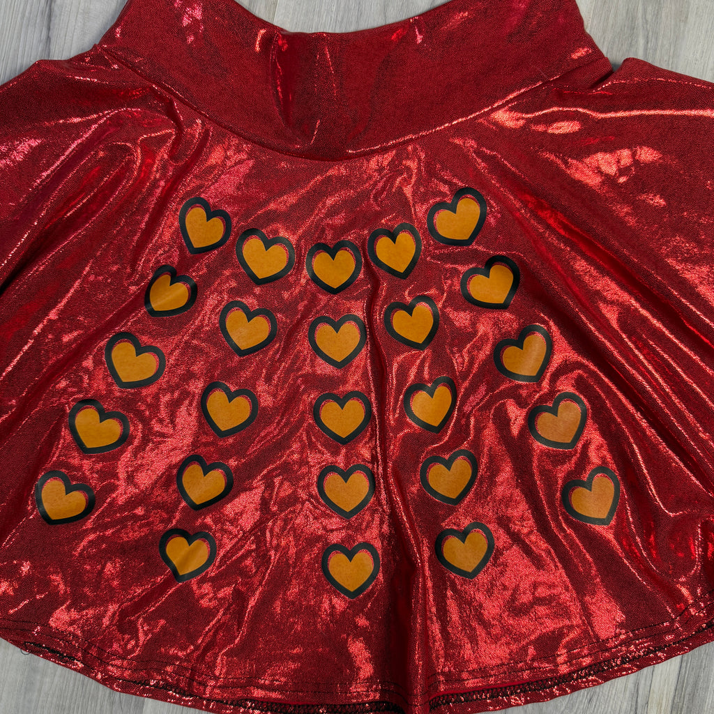 SALE - SMALL Queen of Hearts Skater Skirt - Red Mystique