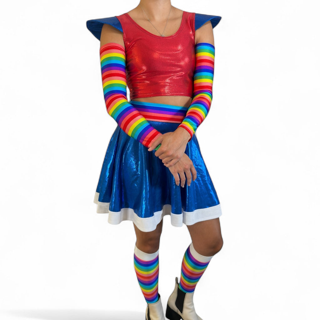 Rainbow Girl Costume – 4-Piece Set with Arm & Calf Sleeves