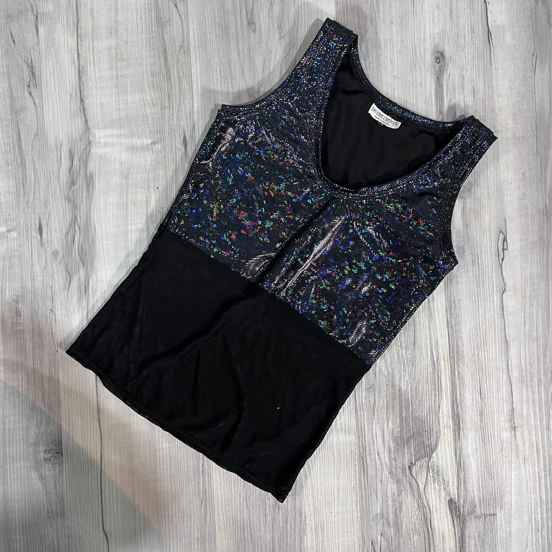 SALE - XS - Black Holographic and Mesh Tank