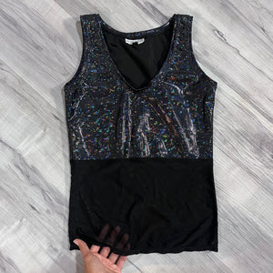 SALE - XS - Black Holographic and Mesh Tank