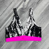 SALE - SMALL Black & White w/ Neon Pink Spandex Bralette